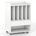 Record Player Stand with Drawer and Record Holder-White - White - End & Side Tables