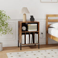 Record Player Stand with Record Storage Shelf and Charging Station-Coffee - Coffee - End & Side Tables