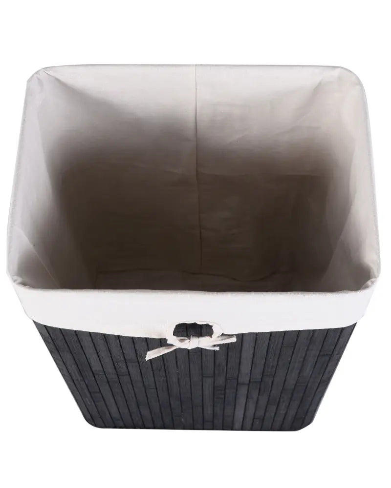 Rectangle Bamboo Hamper Laundry Basket Washing Cloth Bin Storage Bag Lid 3 color-Black - Black - Laundry Baskets