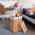 Rectangle Bamboo Hamper Laundry Basket Washing Cloth Bin Storage Bag Lid 3 color-Natural - Natural - Laundry Baskets