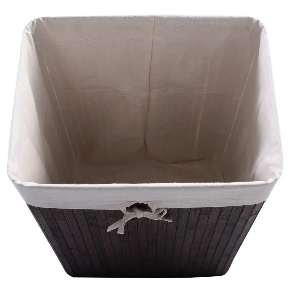 Rectangle Bamboo Hamper Laundry Basket Washing Cloth Bin Storage Bag Lid-Brown - Brown - Laundry Baskets