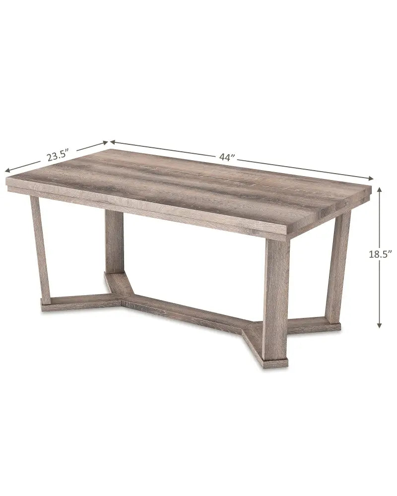 Rectangle Coffee Table Rubber Wood with Cross-Shaped Base-Gray - Gray - Coffee Tables