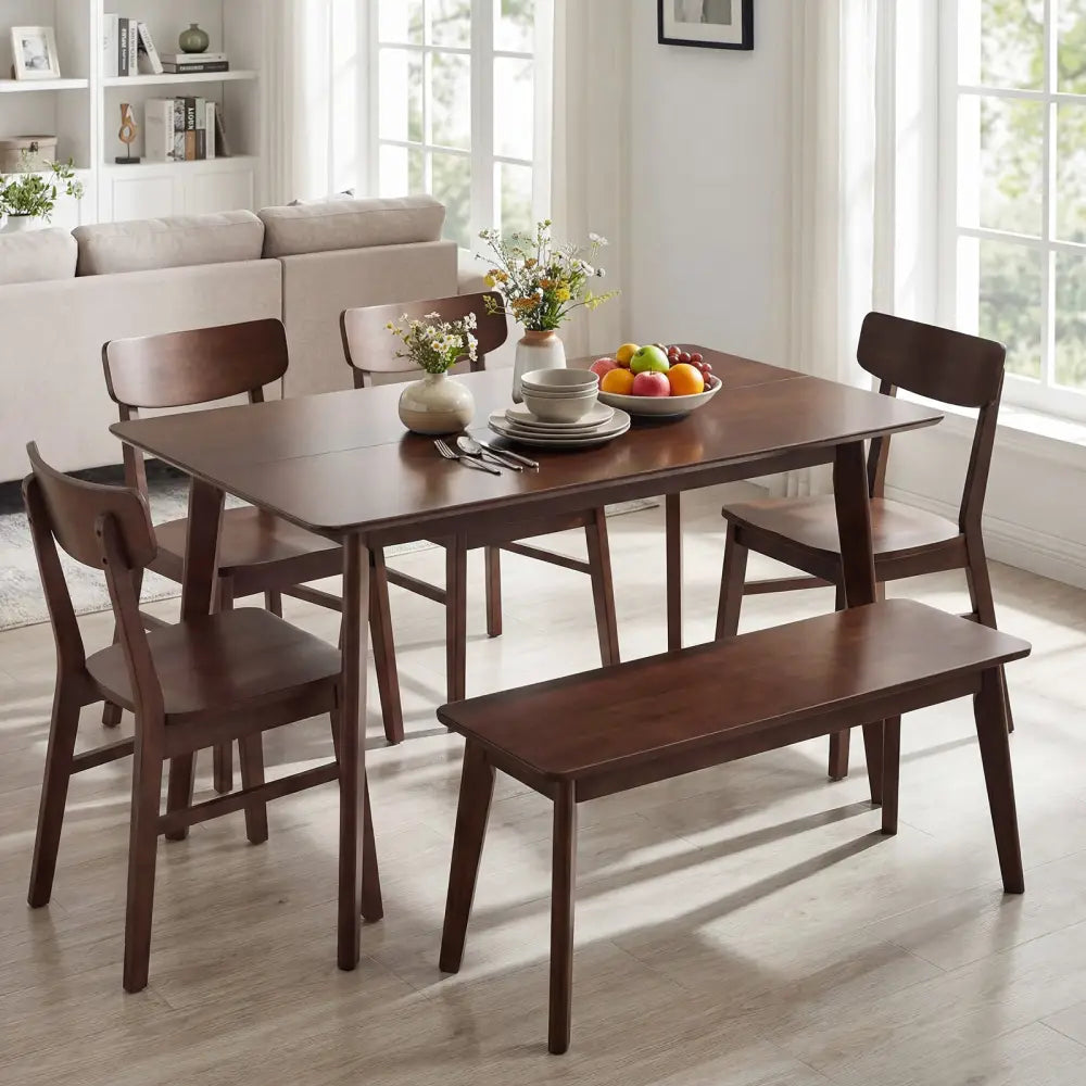 Rectangle Dining Table for 4-6 People 47’’ Kitchen Table-Walnut - Walnut - Dining Tables
