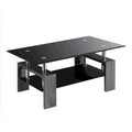 Rectangle Glass Coffee Table with Black Top and Metal Legs for Livingroom - Black - Coffee Tables