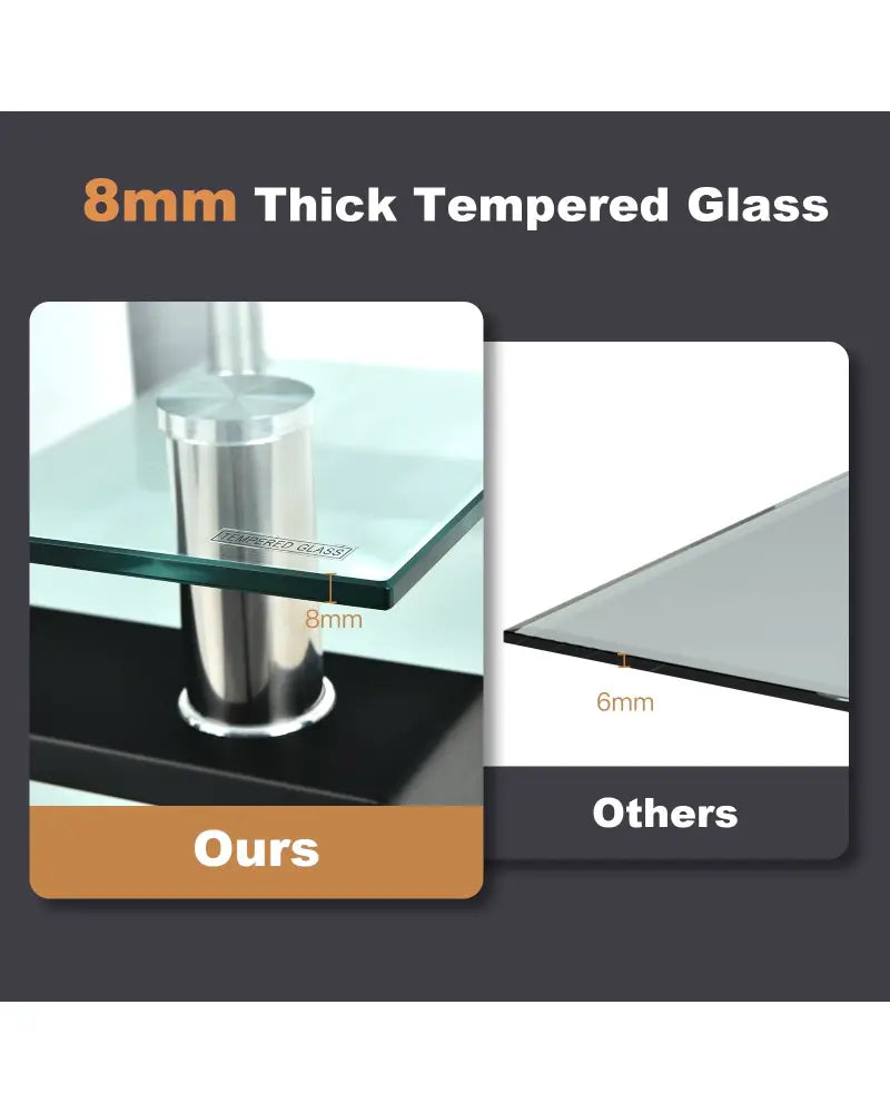 Rectangle Glass Coffee Table with Metal Legs for Living Room-Black - Black - Coffee Tables