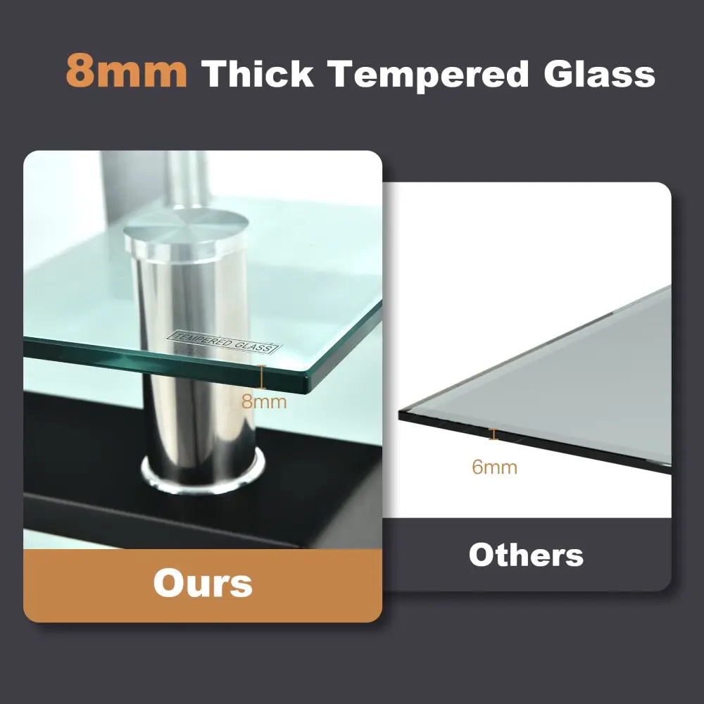 Rectangle Glass Coffee Table with Metal Legs for Living Room-Black - Black - Coffee Tables