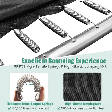Rectangle Outdoor Trampoline 10 x 8 FT Heavy-Duty Trampoline with Basketball Hoop-Green - Green - Trampolines