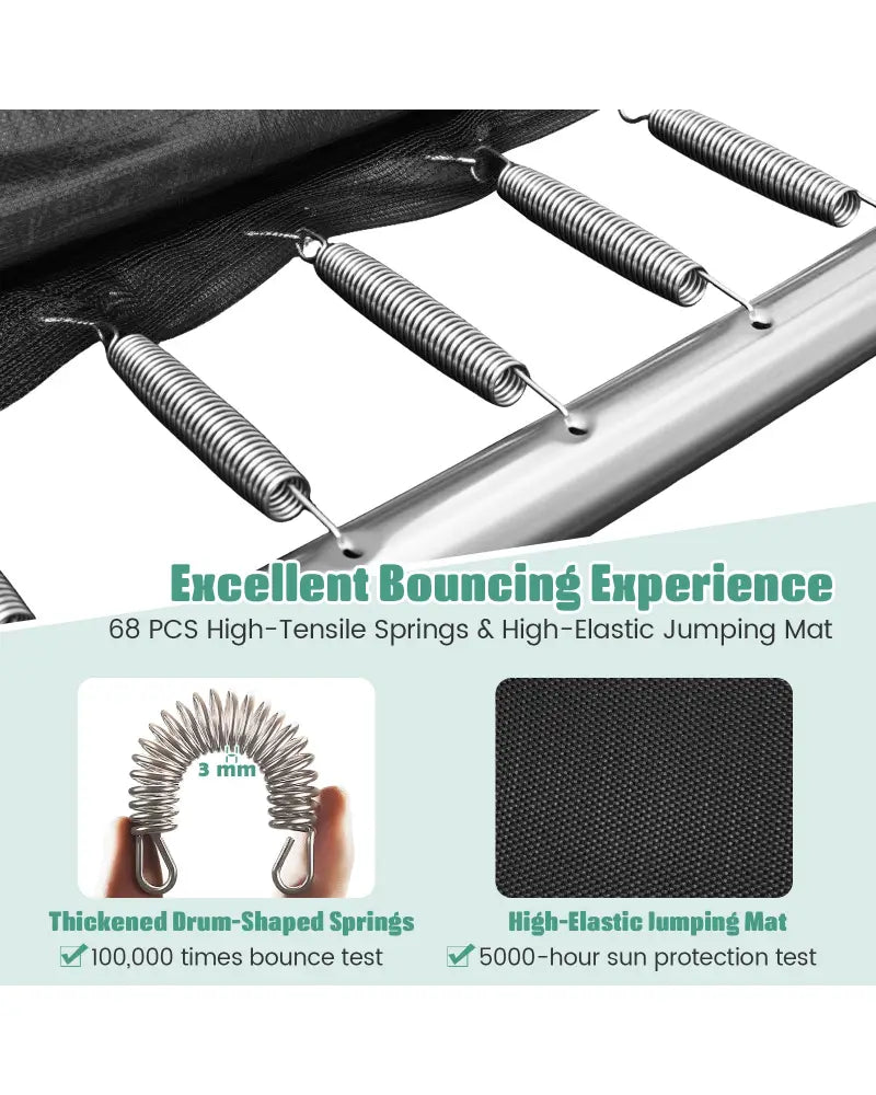 Rectangle Outdoor Trampoline 10 x 8 FT Heavy-Duty Trampoline with Basketball Hoop-Green - Green - Trampolines