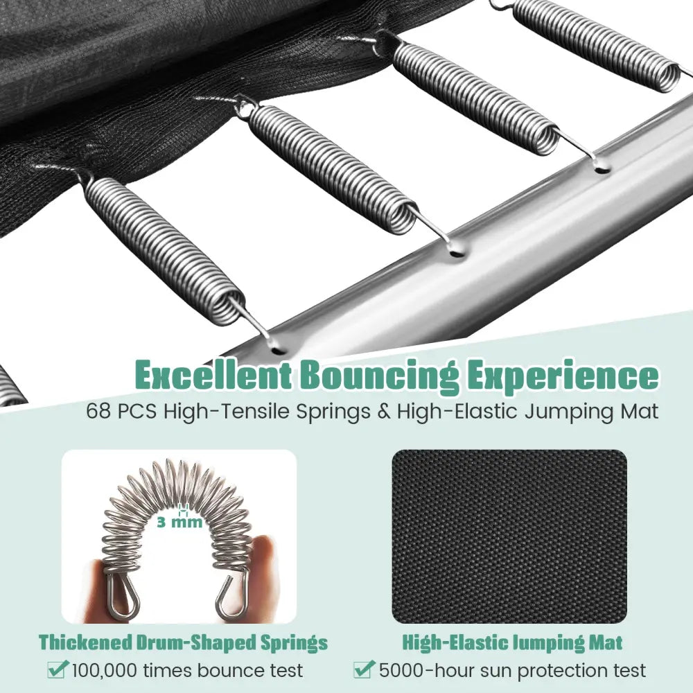 Rectangle Outdoor Trampoline 10 x 8 FT Heavy-Duty Trampoline with Basketball Hoop-Green - Green - Trampolines