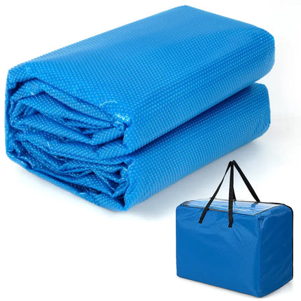 Rectangle Swimming Pool Cover 12-MIL Heat Retaining Pool Solar Blanket with Carrying Bag-32FT x 16FT - Blue - Swimming