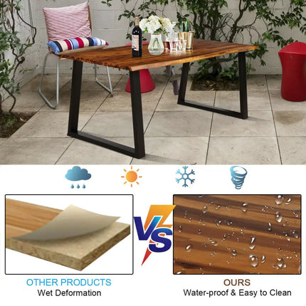 Rectangular Acacia Wood Dining Table - Brown - Dining Tables