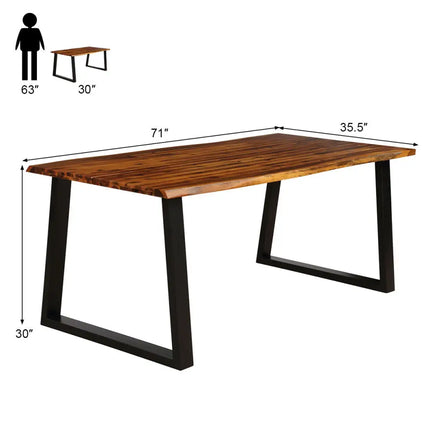 Rectangular Acacia Wood Dining Table - Brown - Dining Tables