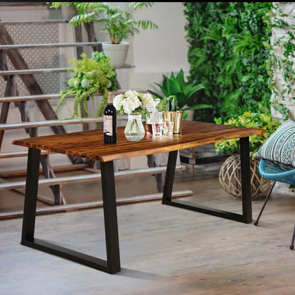 Rectangular Acacia Wood Dining Table - Brown - Dining Tables