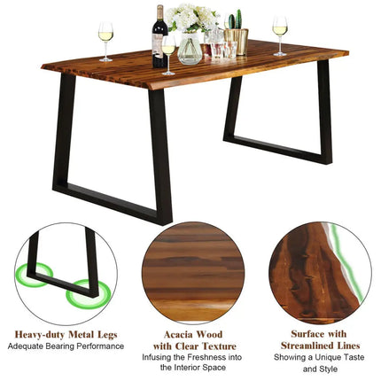 Rectangular Acacia Wood Dining Table - Brown - Dining Tables