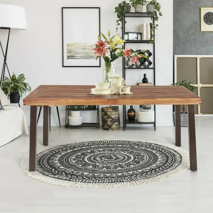 Rectangular Acacia Wood Rustic Dining Furniture Table - Oasis Home Essentials