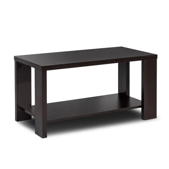 Rectangular Cocktail Coffee Table with Storage Shelf - Brown - Coffee Tables