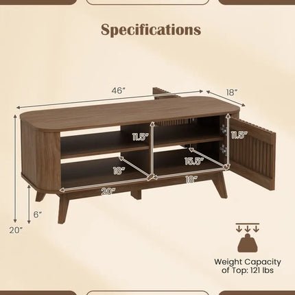Rectangular Coffee Table with Storage and Adjustable Shelves-Walnut - Walnut - Coffee Tables