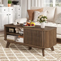 Rectangular Coffee Table with Storage and Adjustable Shelves-Walnut - Walnut - Coffee Tables