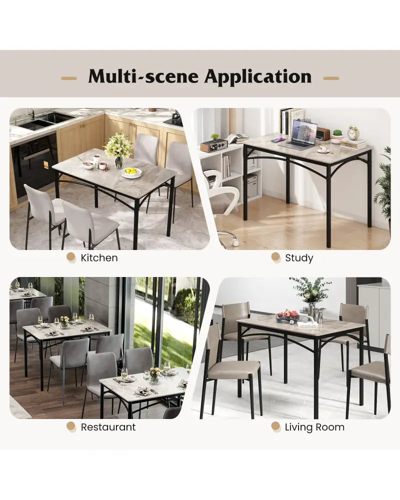 Rectangular Modern Sintered Stone Dining Table for 4 People-Grey - Gray - Dining Tables