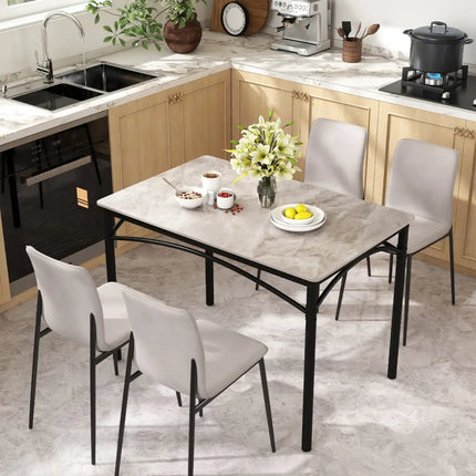Rectangular Modern Sintered Stone Dining Table for 4 People-Grey - Gray - Dining Tables