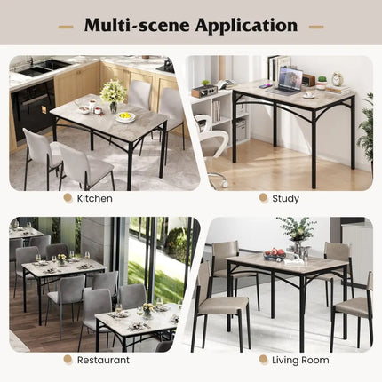Rectangular Modern Sintered Stone Dining Table for 4 People-Grey - Gray - Dining Tables