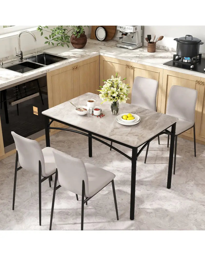 Rectangular Modern Sintered Stone Dining Table for 4 People-Grey - Gray - Dining Tables