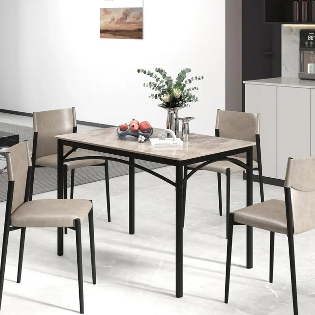 Rectangular Modern Sintered Stone Dining Table for 4 People-Grey - Gray - Dining Tables