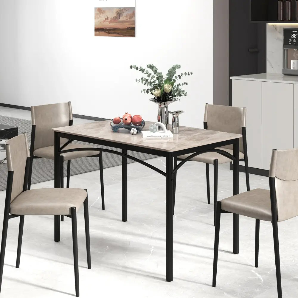 Rectangular Modern Sintered Stone Dining Table for 4 People-Grey - Gray - Dining Tables