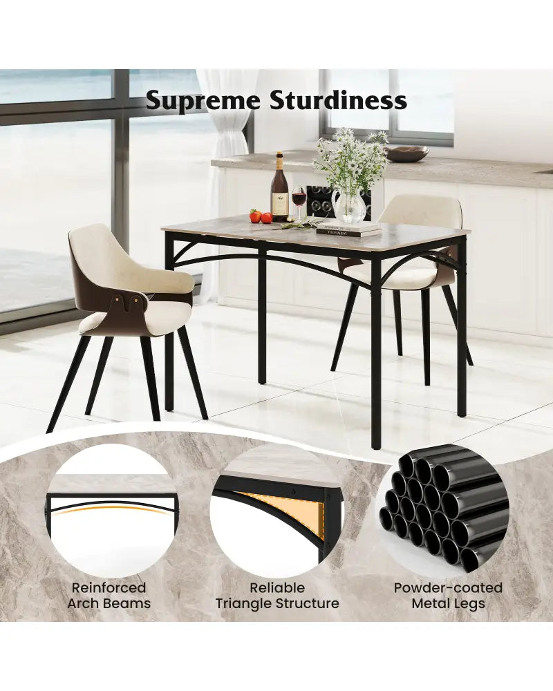 Rectangular Modern Sintered Stone Dining Table for 4 People-Grey - Gray - Dining Tables