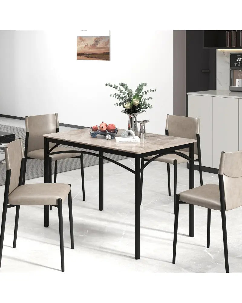 Rectangular Modern Sintered Stone Dining Table for 4 People-Grey - Gray - Dining Tables