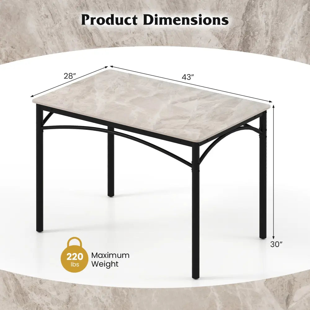 Rectangular Modern Sintered Stone Dining Table for 4 People-Grey - Gray - Dining Tables