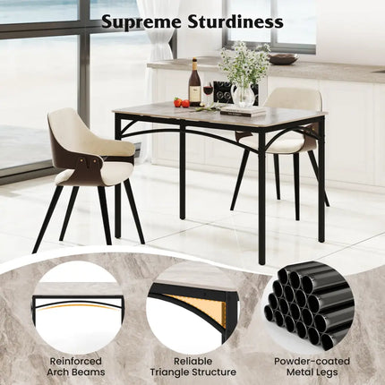 Rectangular Modern Sintered Stone Dining Table for 4 People-Grey - Gray - Dining Tables