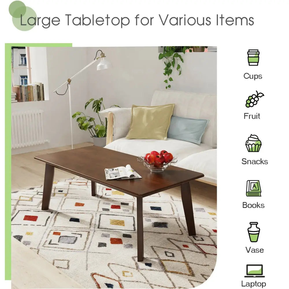 Rectangular Modern Wooden Coffee Table with Rubber Leg - Coffee - Coffee Tables
