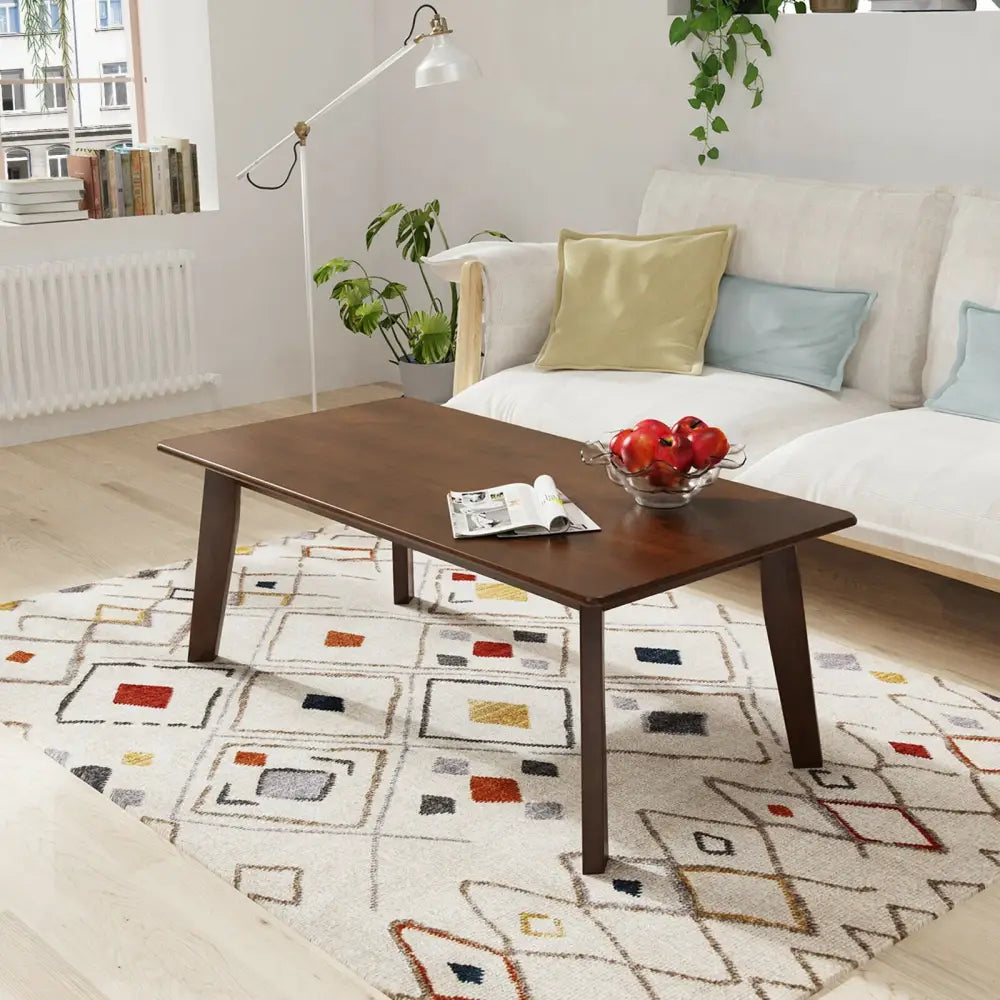 Rectangular Modern Wooden Coffee Table with Rubber Leg - Coffee - Coffee Tables