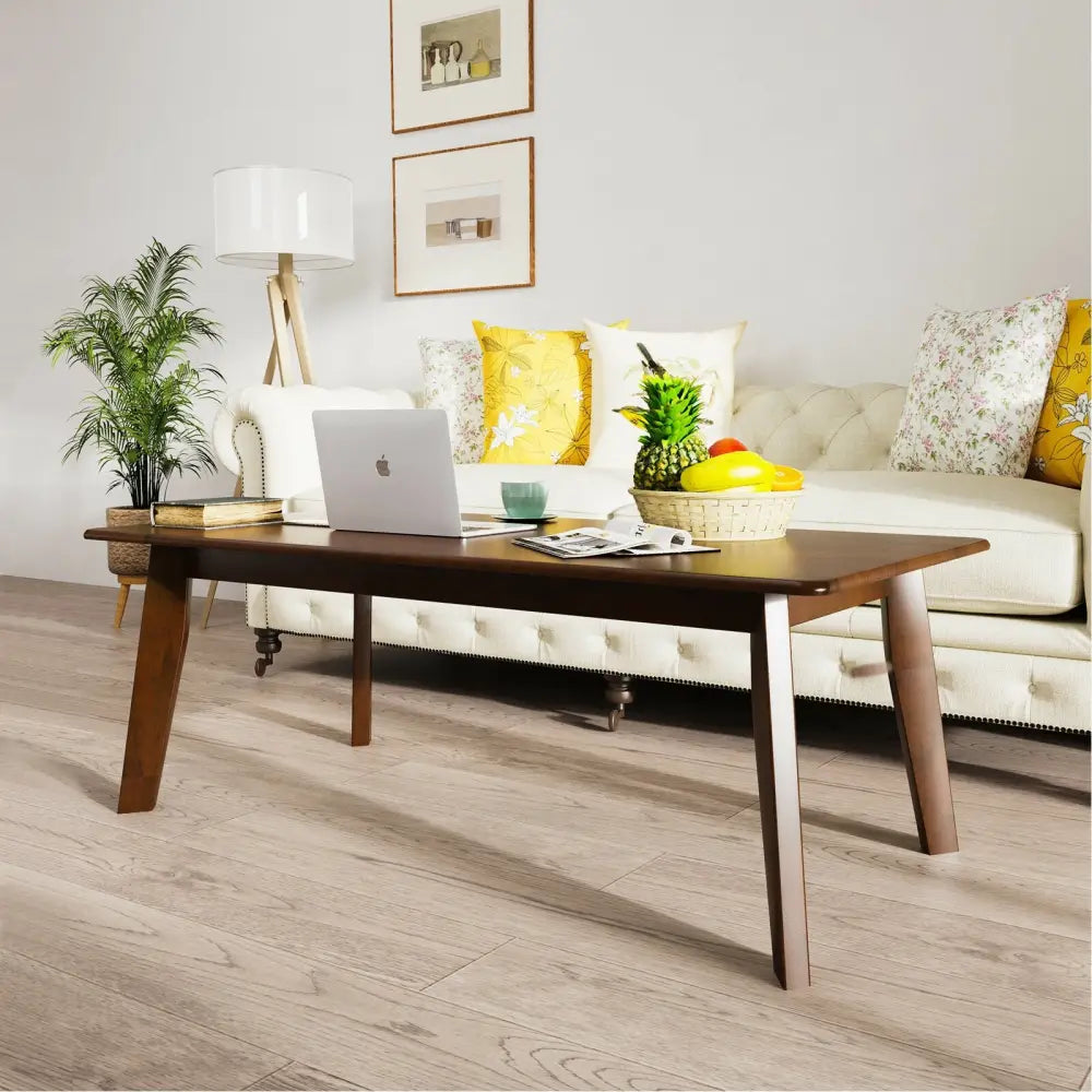 Rectangular Modern Wooden Coffee Table with Rubber Leg - Coffee - Coffee Tables