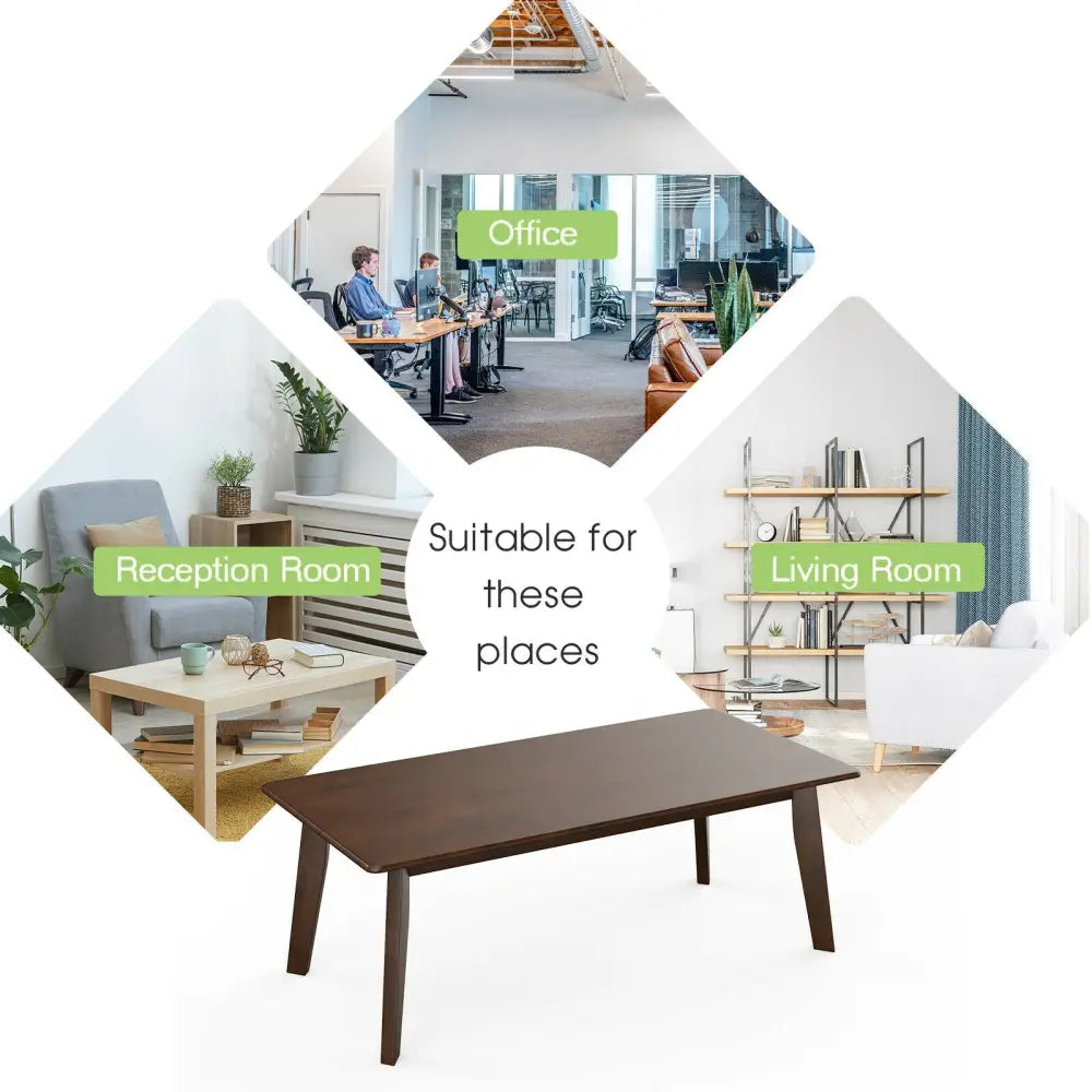 Rectangular Modern Wooden Coffee Table with Rubber Leg - Coffee - Coffee Tables
