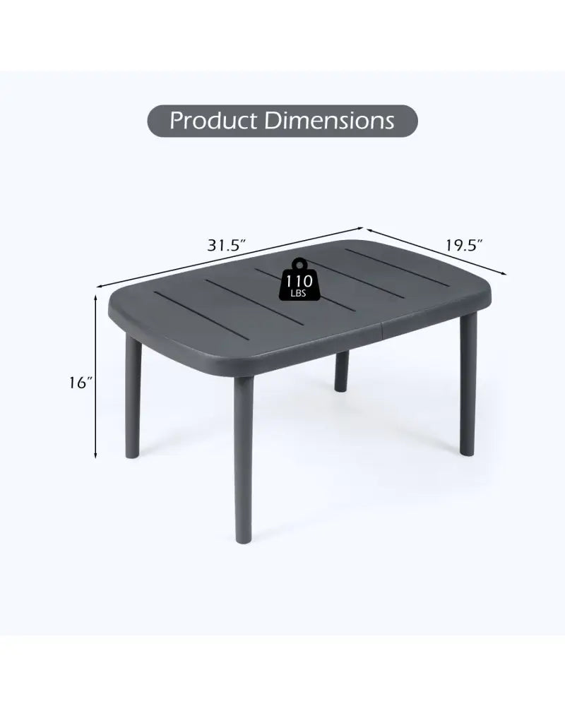 Rectangular Patio Storage Side Table with Aluminum Alloy Rods for Poolside-Gray - Gray - Patio Coffee Tables