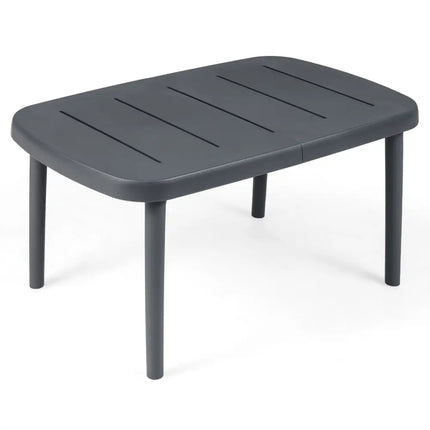 Rectangular Patio Storage Side Table with Aluminum Alloy Rods for Poolside-Gray - Gray - Patio Coffee Tables