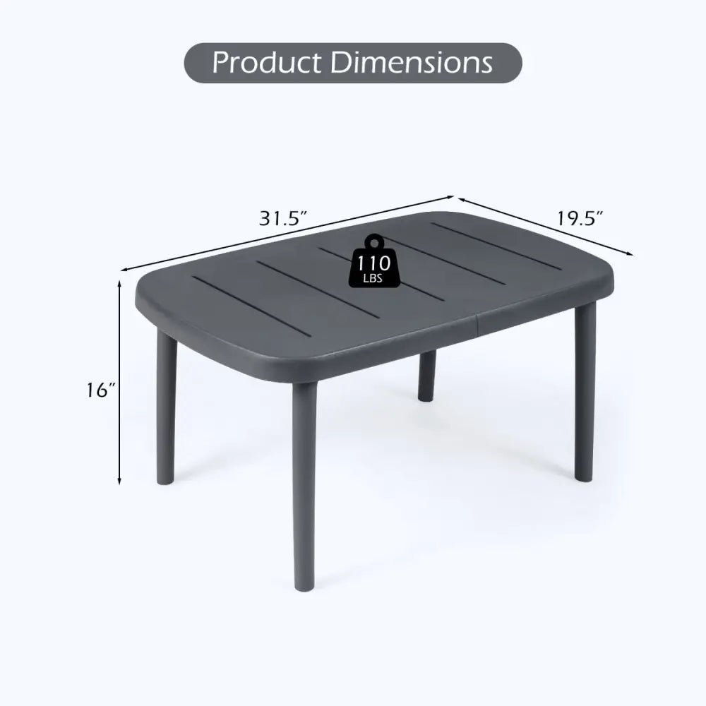 Rectangular Patio Storage Side Table with Aluminum Alloy Rods for Poolside-Gray - Gray - Patio Coffee Tables