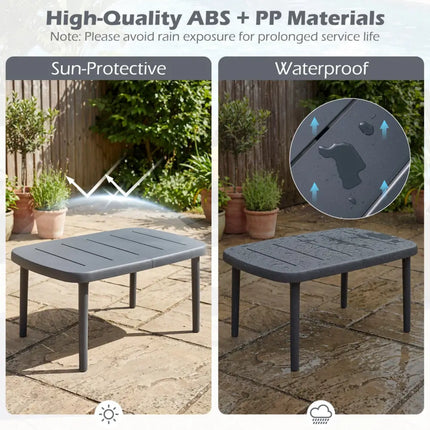 Rectangular Patio Storage Side Table with Aluminum Alloy Rods for Poolside-Gray - Gray - Patio Coffee Tables