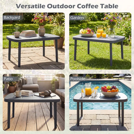 Rectangular Patio Storage Side Table with Aluminum Alloy Rods for Poolside-Gray - Gray - Patio Coffee Tables