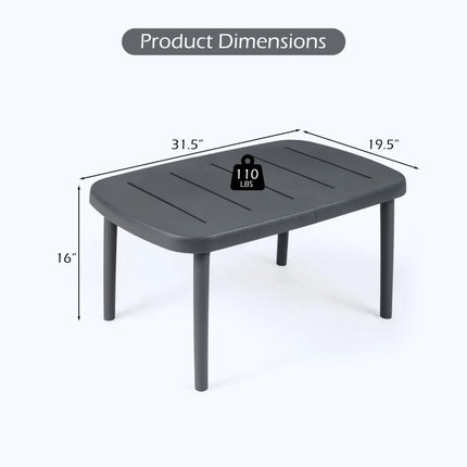 Rectangular Patio Storage Side Table with Aluminum Alloy Rods for Poolside-Gray - Gray - Patio Coffee Tables