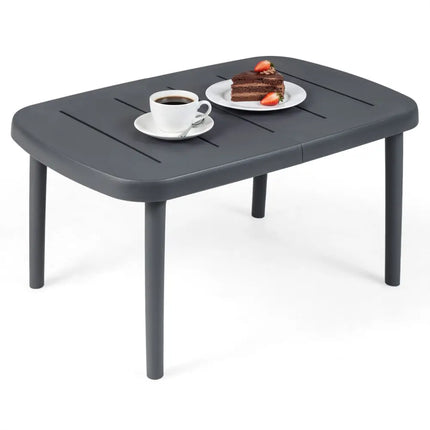 Rectangular Patio Storage Side Table with Aluminum Alloy Rods for Poolside-Gray - Gray - Patio Coffee Tables