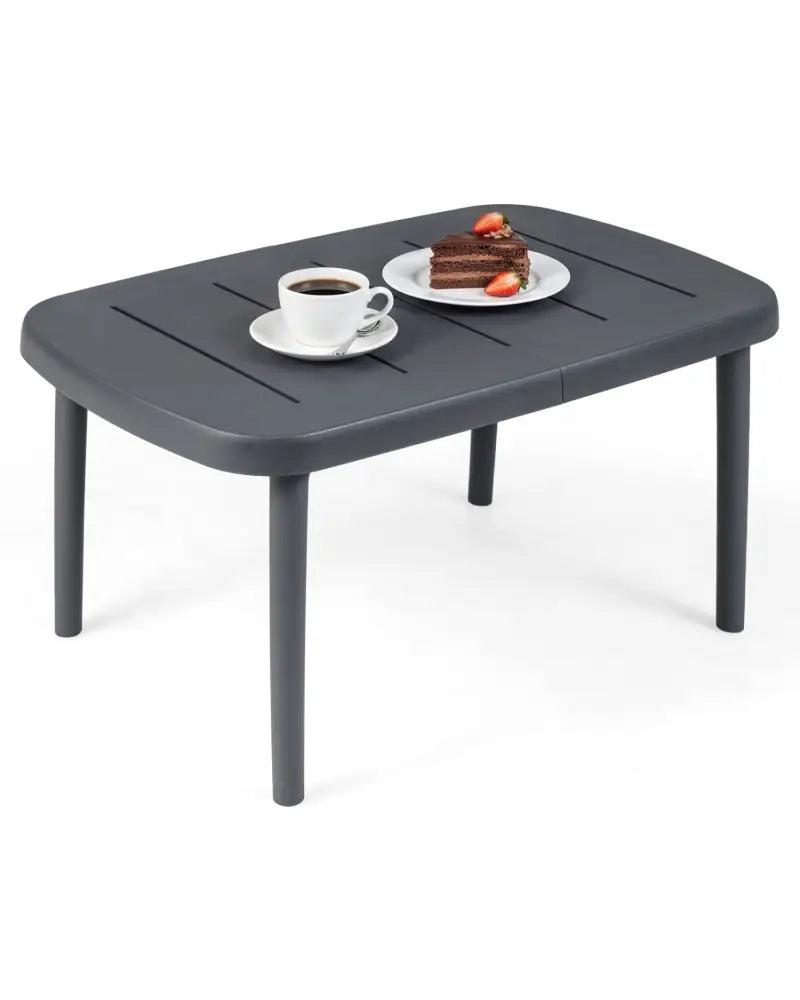 Rectangular Patio Storage Side Table with Aluminum Alloy Rods for Poolside-Gray - Gray - Patio Coffee Tables