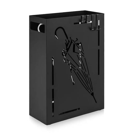 Rectangular Umbrella Holder Rack with Removable Drip Tray-Black - Black - Shoe Racks & Storage Benches