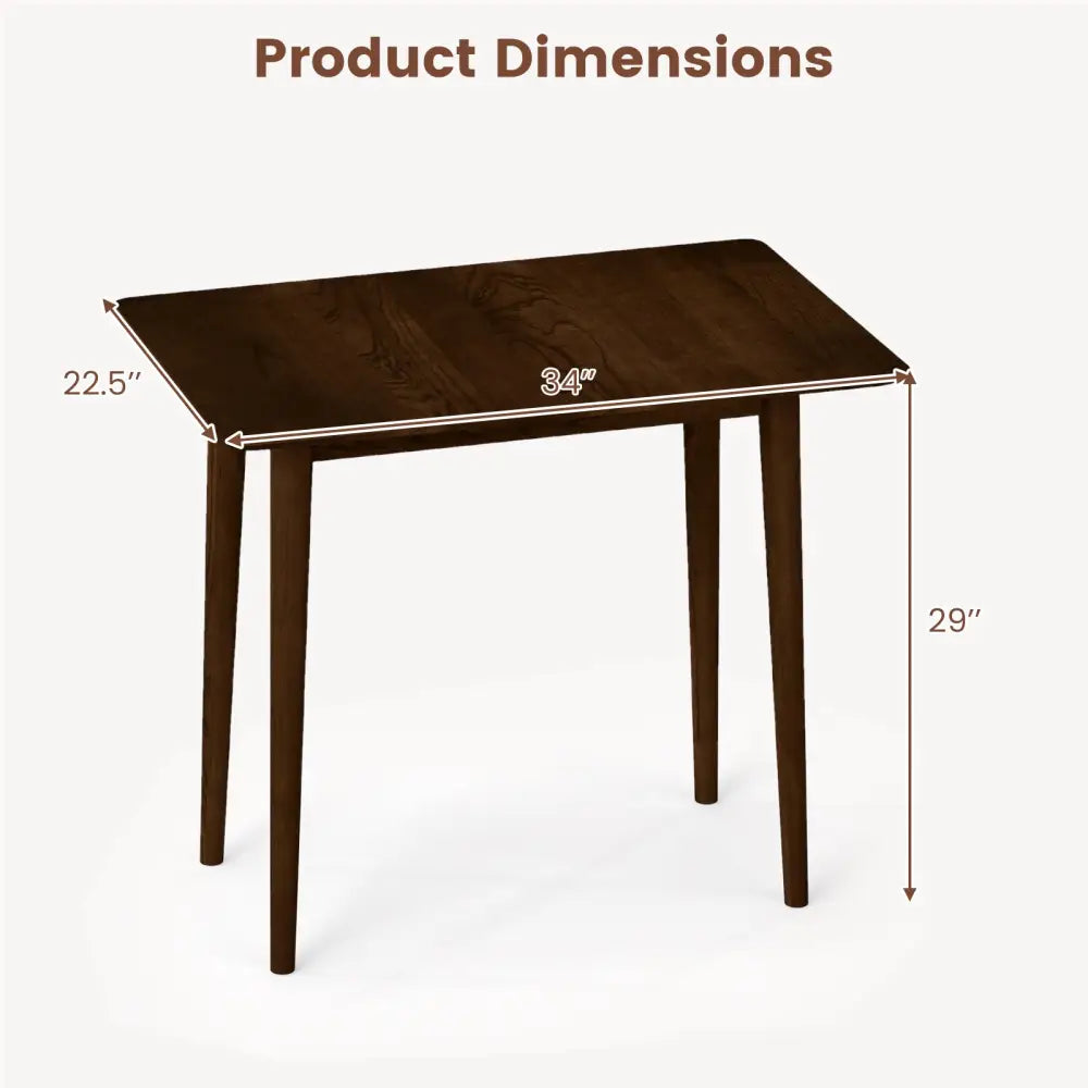Rectangular Wooden Dining Table for 2-4 34 Inch Farmhouse Solid Wood Kitchen Table-Walnut - Walnut - Dining Tables