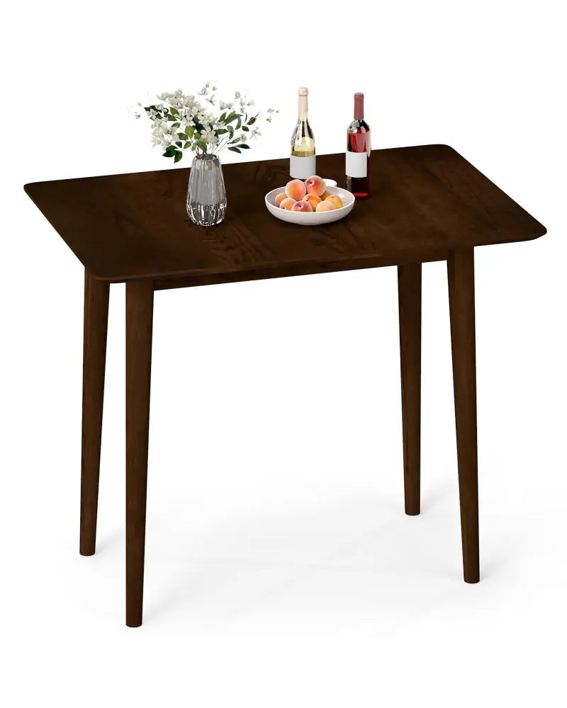 Rectangular Wooden Dining Table for 2-4 34 Inch Farmhouse Solid Wood Kitchen Table-Walnut - Walnut - Dining Tables