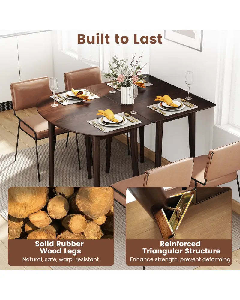 Rectangular Wooden Dining Table for 2-4 34 Inch Farmhouse Solid Wood Kitchen Table-Walnut - Walnut - Dining Tables