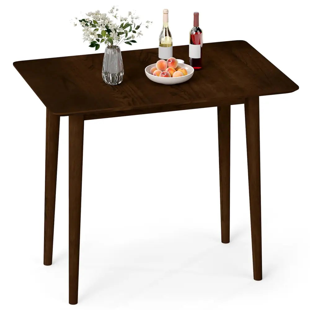 Rectangular Wooden Dining Table for 2-4 34 Inch Farmhouse Solid Wood Kitchen Table-Walnut - Walnut - Dining Tables