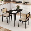 Rectangular Wooden Dining Table for 2-4 34 Inch Farmhouse Solid Wood Kitchen Table-Black - Black - Dining Tables
